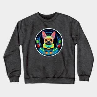 French Bulldog Moon Spaceship Crewneck Sweatshirt